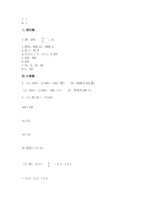 苏教版六年级下册数学期中测试卷【基础题】.docx