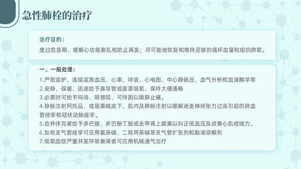 绿色简约商务高级急性肺栓塞抢救流程医护培训PPT