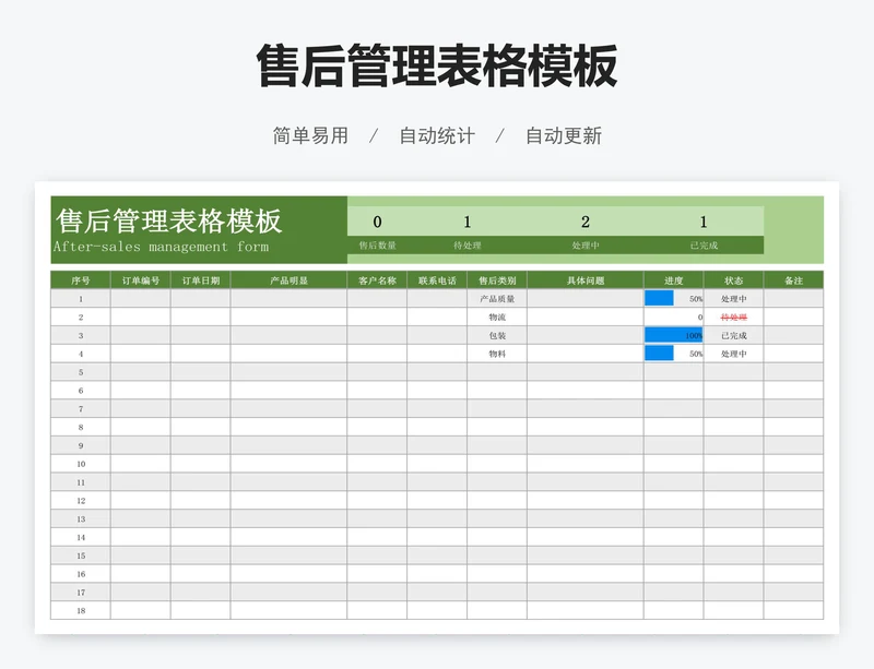 售后管理表格模板