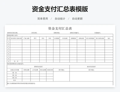 资金支付汇总表模版