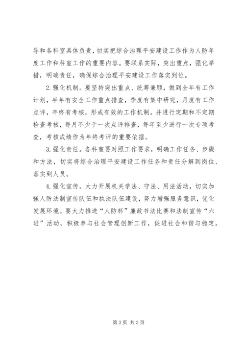 人防办综合治理平安建设工作计划.docx