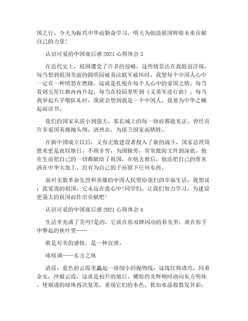 认识可爱的中国观后感2021心得体会