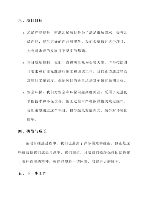 南港乙烯项目完成情况汇报