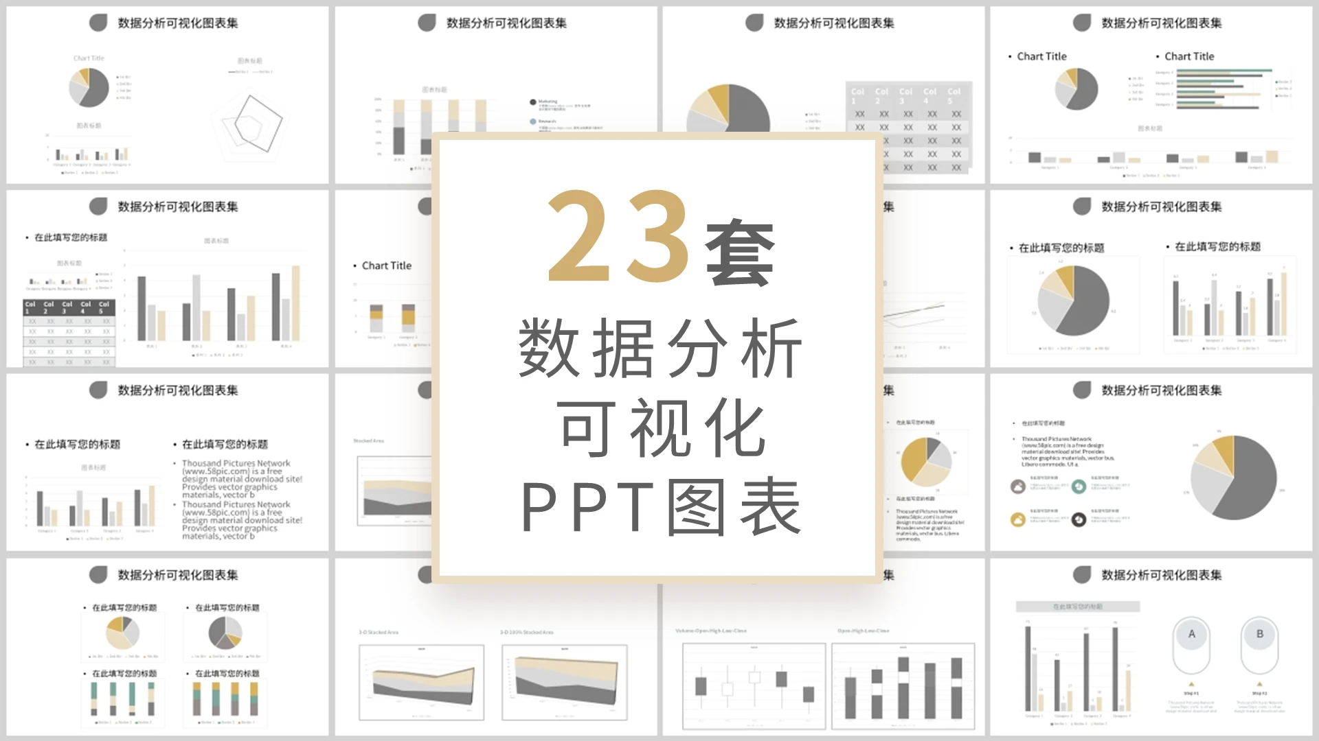 莫兰迪色数据分析可视化图表集PPT模板财务分析可视化图表