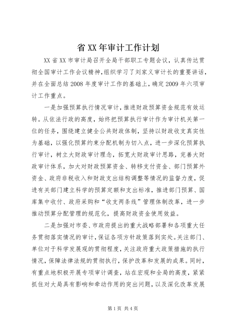 省XX年审计工作计划.docx