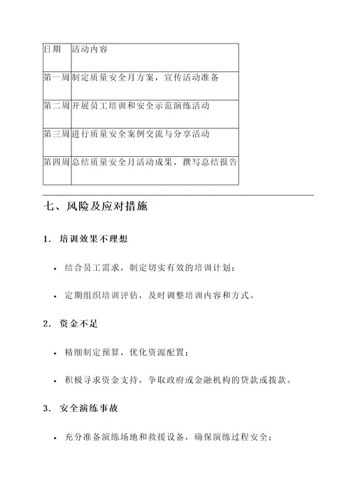 建筑工程质量安全月方案