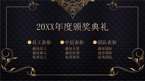 黑金奢华风格表彰大会PPT模板