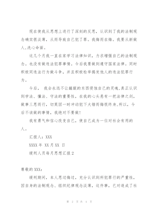 缓刑人员每月思想汇报.docx