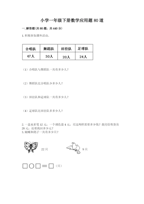 小学一年级下册数学应用题80道(突破训练).docx