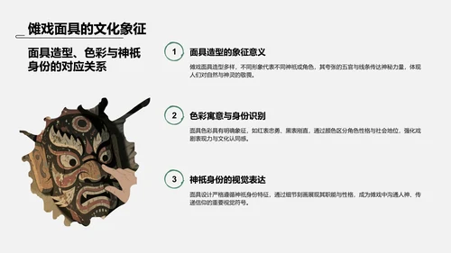 绿色水墨风傩戏的历史与文化价值PPT模板