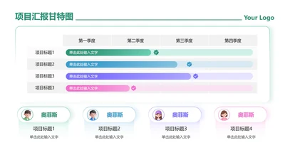 彩色极简项目甘特图工作汇报PPT单页