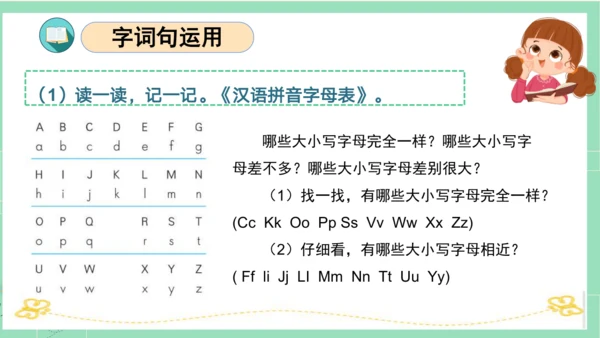 统编版一年级语文下册单元复习第一单元（复习课件）