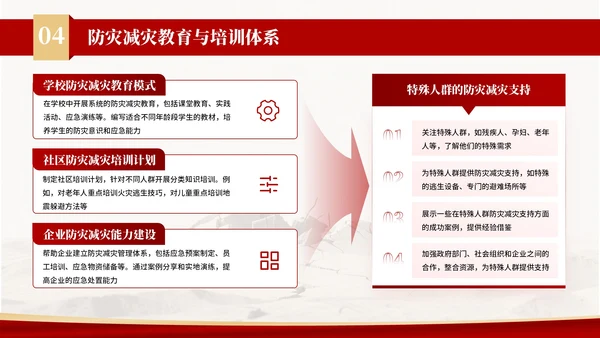 红色商务风防灾减灾宣传活动PPT模板