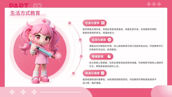粉色3D风健康科普点亮患者教育之路关于患者教育讲座PPT模板