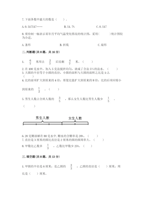 小学六年级上册数学期末测试卷含完整答案（典优）.docx