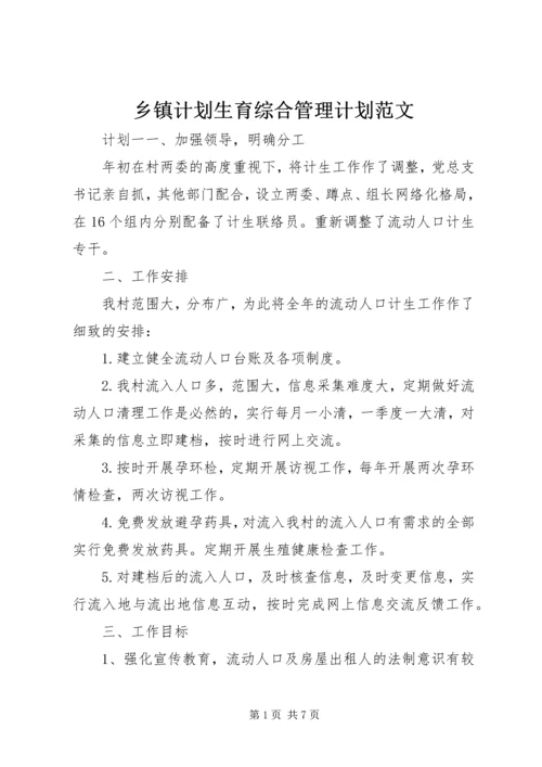 乡镇计划生育综合管理计划范文.docx