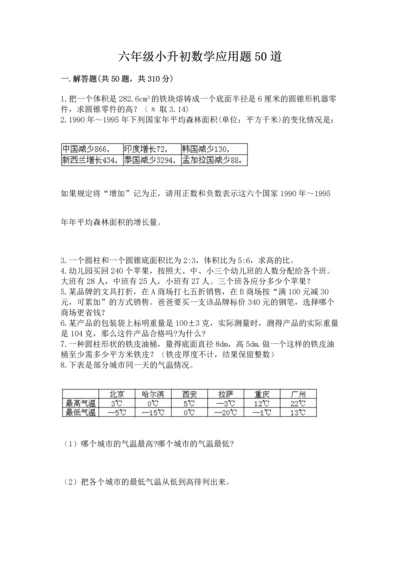 六年级小升初数学应用题50道及参考答案1套.docx