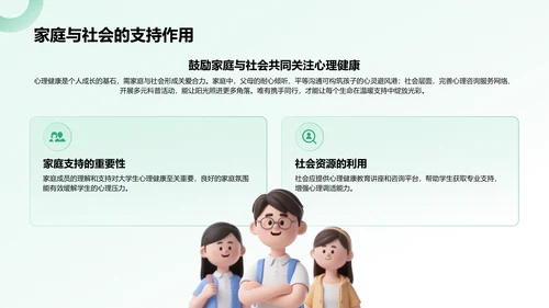 绿色3D风大学生心理健康教育PPT模板