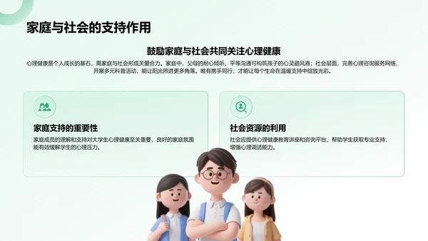 绿色3D风大学生心理健康教育PPT模板