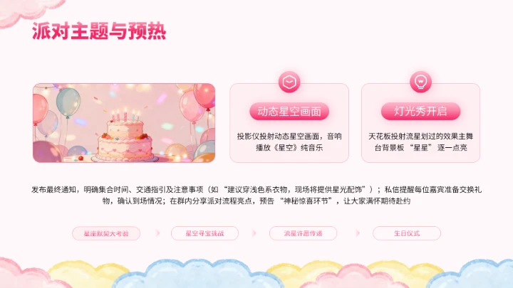 粉色卡通生日派对PPT模板
