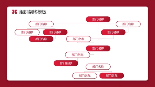 红色实景简约商务公司企业组织架构图PPT模板