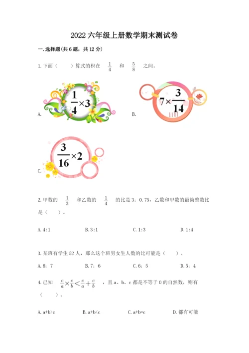 2022六年级上册数学期末测试卷含完整答案（考点梳理）.docx