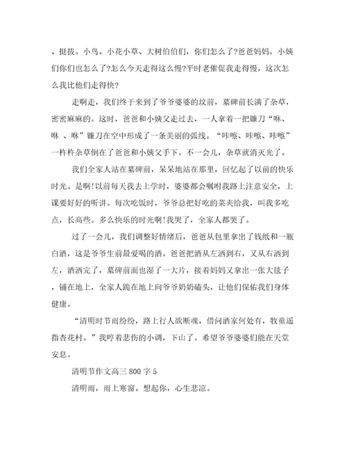 20222023年清明节作文高三800字范文优选