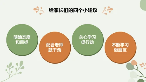 绿色小清新初中期末家长会PPT模板