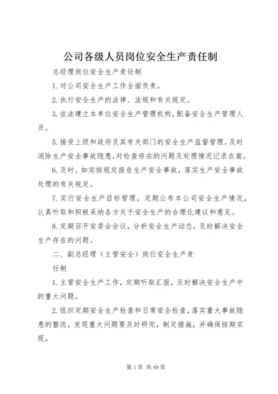 公司各级人员岗位安全生产责任制.docx