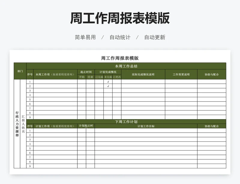 周工作周报表模版