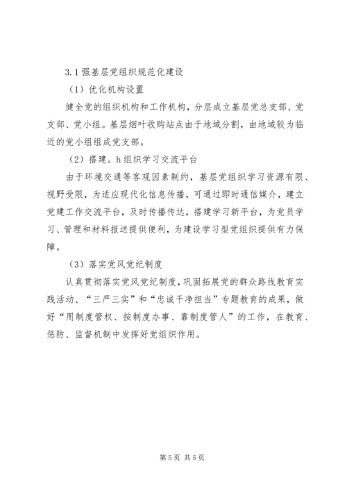 浅谈烟草基层党组织争创全面从严治党的新作为.docx