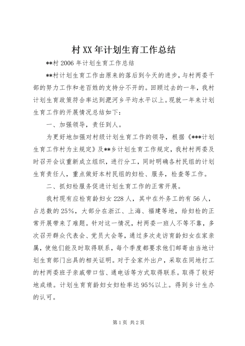 村XX年计划生育工作总结 (2).docx