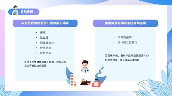 渐变色扁平风插画医疗疟疾知识科普PPT