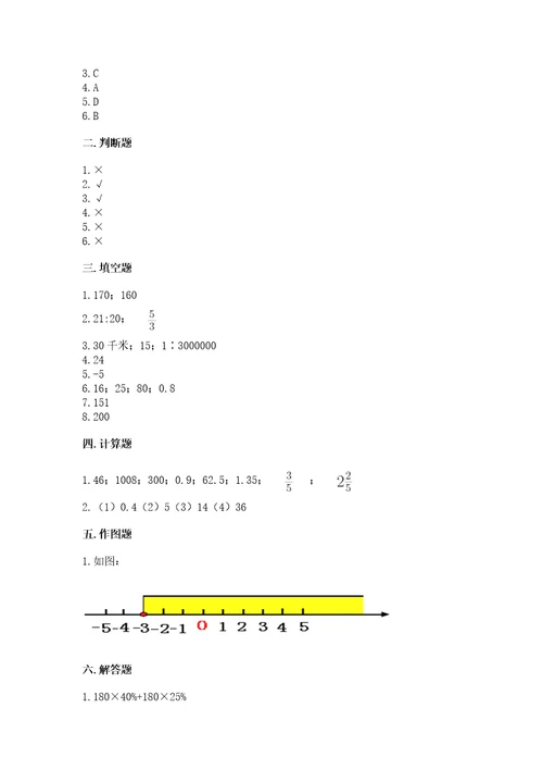 小学六年级下册数学期末测试卷及参考答案培优