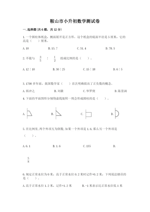鞍山市小升初数学测试卷精品.docx