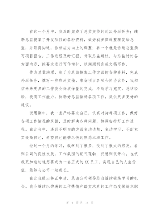 销售助理试用期满转正工作总结三篇.docx