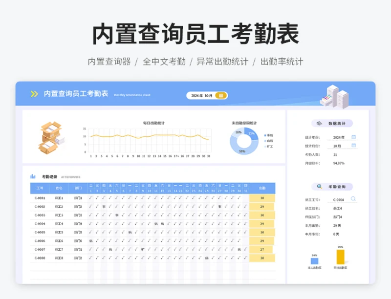 内置查询员工考勤表