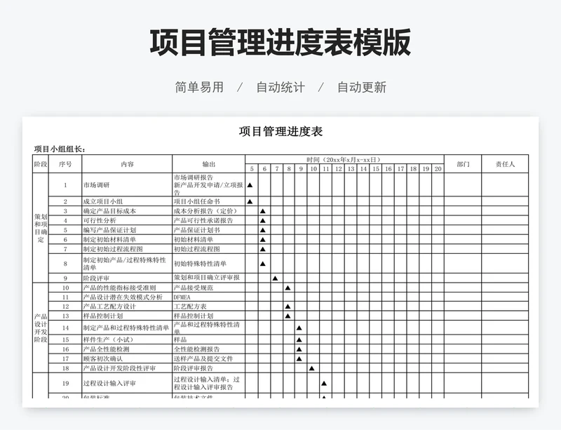 项目管理进度表模版