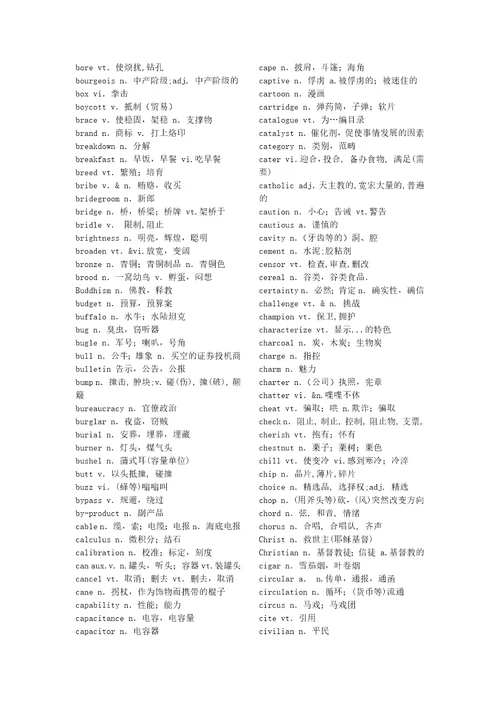 六级核心精选2000词汇表