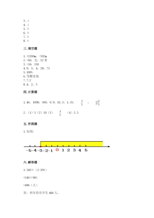 北师大版小学六年级下册数学期末综合素养测试卷精品（考试直接用）.docx