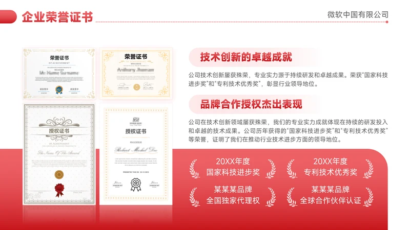 红色简约风奖项