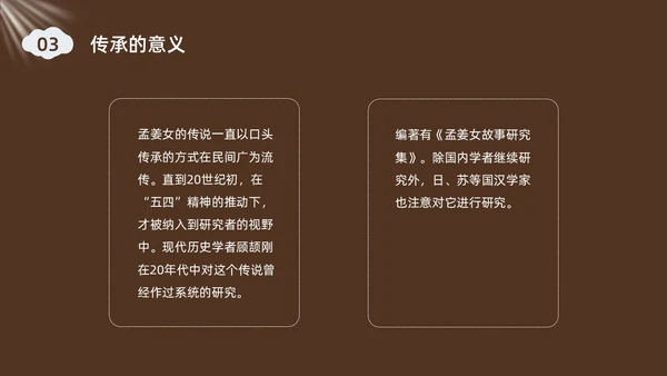 深棕色水彩插画孟姜女哭长城说课PPT课件神话故事