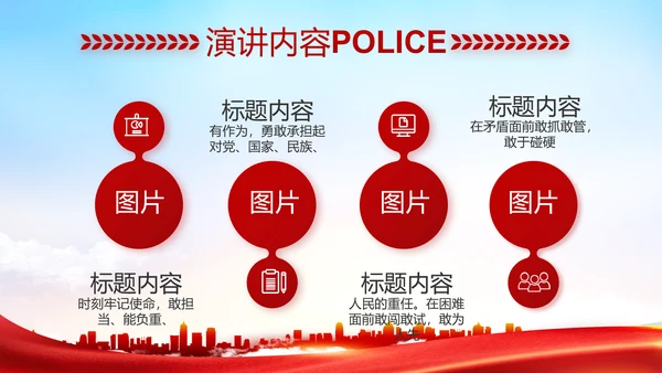 红色大气公安警察职责任务汇报动态PPT模板