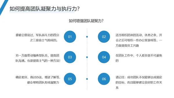 蓝色简约商务风团队执行力与团队建设PPT模板
