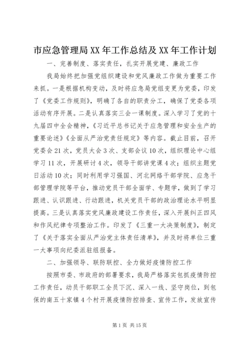 市应急管理局XX年工作总结及XX年工作计划.docx