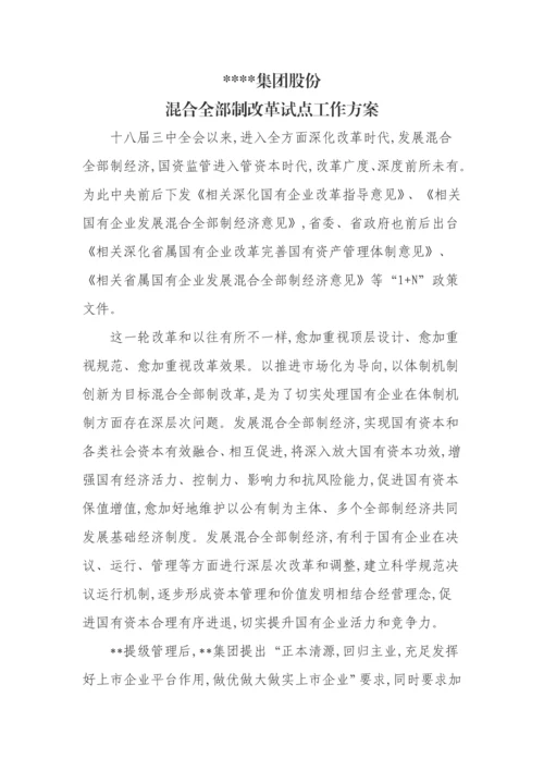 公司混合所有制改革试点工作专业方案.docx