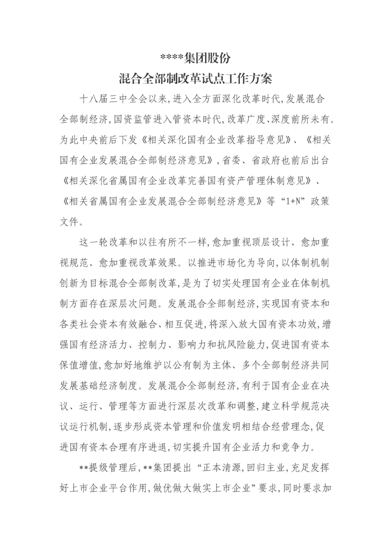 公司混合所有制改革试点工作专业方案.docx