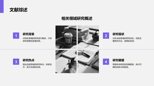 紫色商务风文献汇报答辩专用模板PPT模板