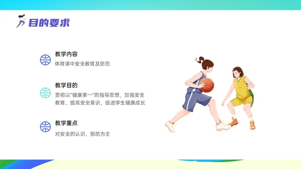 彩色清新展板风运动体育课安全教育学校学生着装