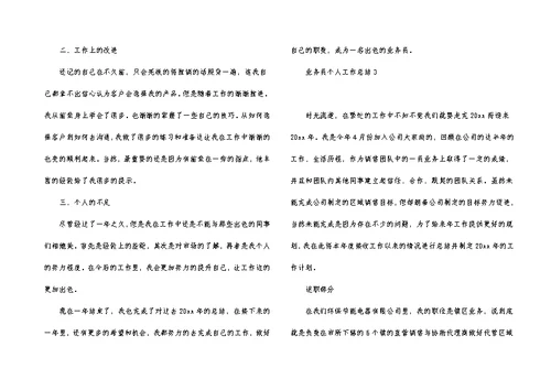 业务员个人工作总结